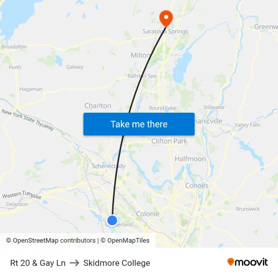 Rt 20 & Gay Ln to Skidmore College map