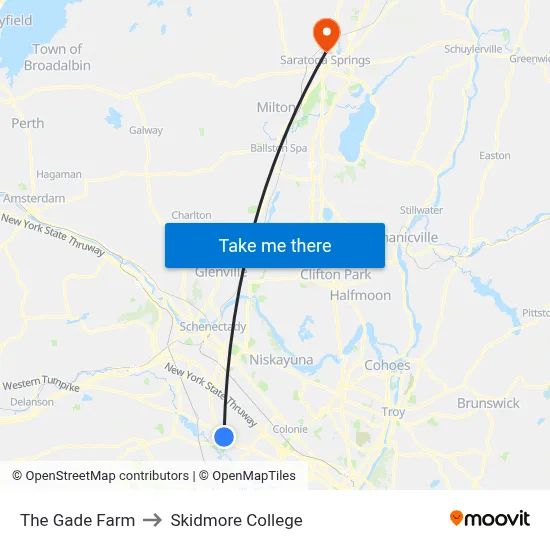 The Gade Farm to Skidmore College map