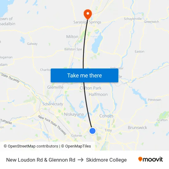 New Loudon Rd & Glennon Rd to Skidmore College map