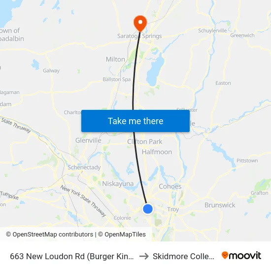 663 New Loudon Rd (Burger King) to Skidmore College map