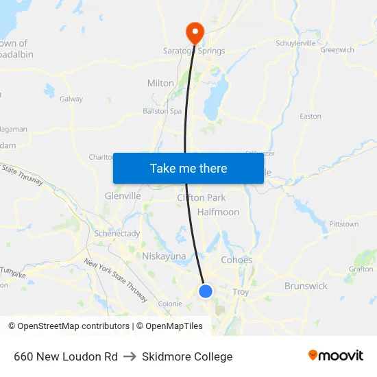 660 New Loudon Rd to Skidmore College map