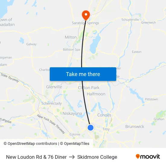 New Loudon Rd & 76 Diner to Skidmore College map