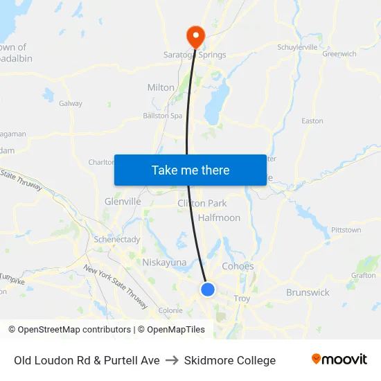 Old Loudon Rd & Purtell Ave to Skidmore College map