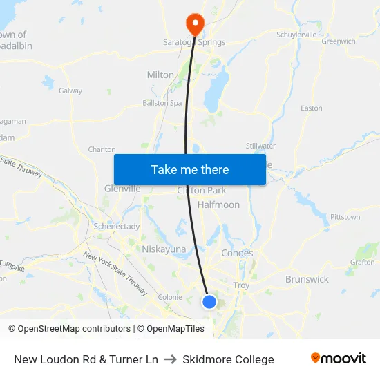 New Loudon Rd & Turner Ln to Skidmore College map