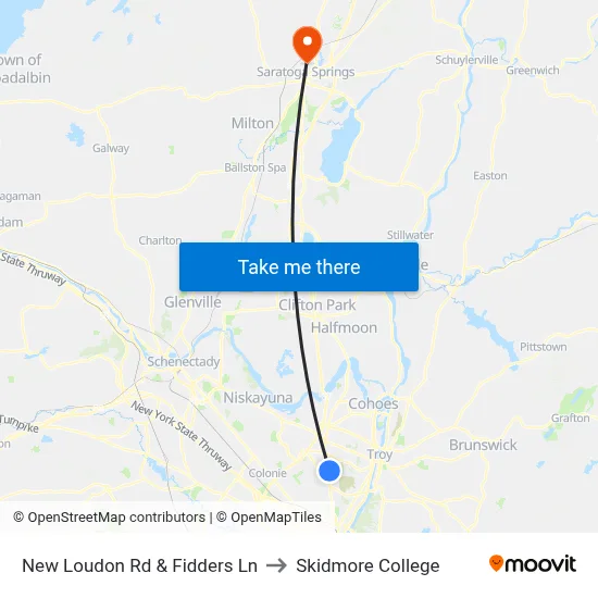 New Loudon Rd & Fidders Ln to Skidmore College map