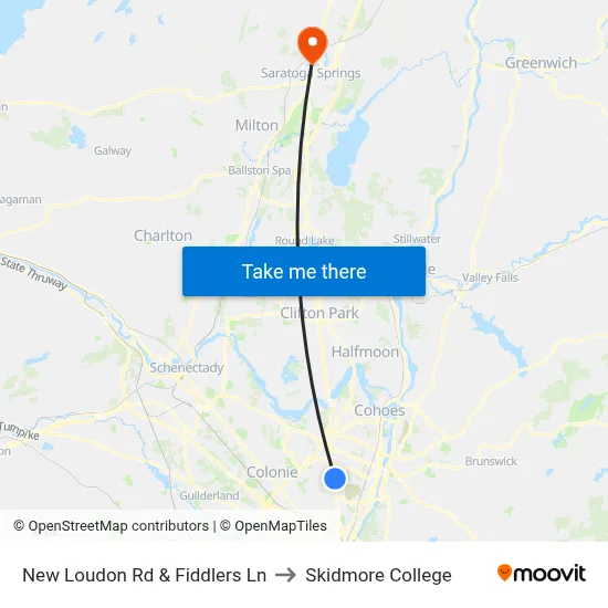 New Loudon Rd & Fiddlers Ln to Skidmore College map