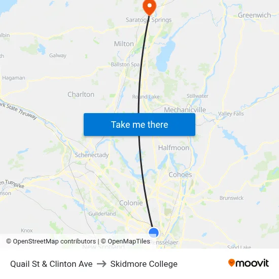 Quail St & Clinton Ave to Skidmore College map