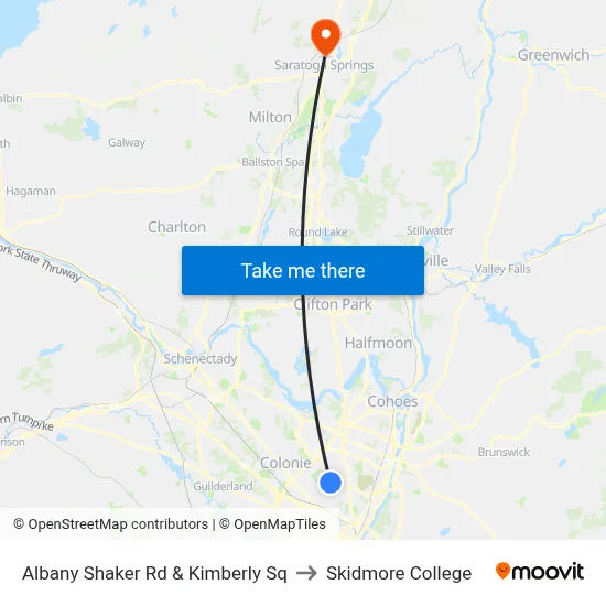 Albany Shaker Rd &  Kimberly Sq to Skidmore College map