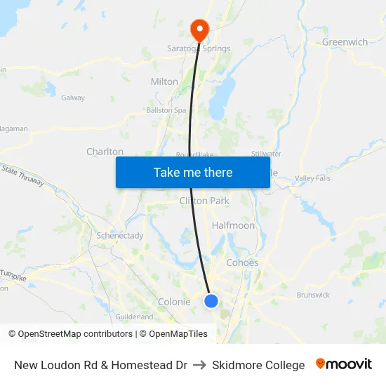 New Loudon Rd & Homestead Dr to Skidmore College map