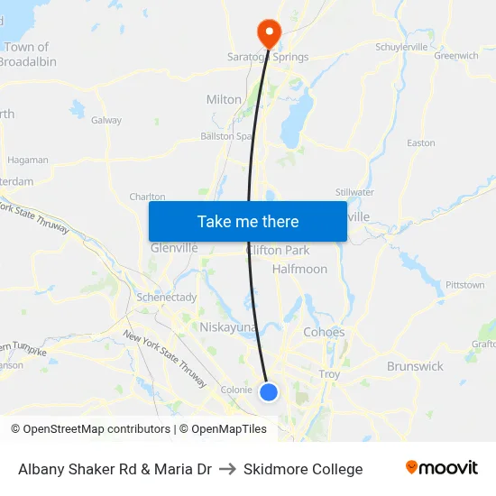 Albany Shaker Rd & Maria Dr to Skidmore College map