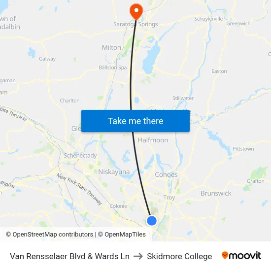 Van Rensselaer Blvd & Wards Ln to Skidmore College map