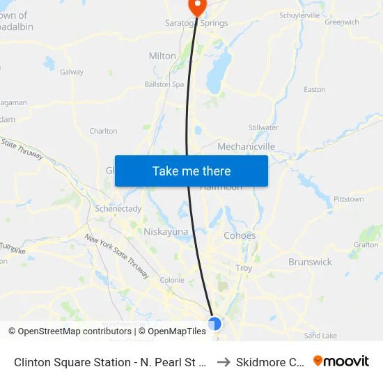 Clinton Square Station - N. Pearl St & Clinton Ave to Skidmore College map
