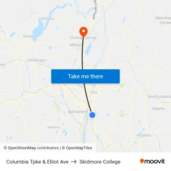 Columbia Tpke & Elliot Ave to Skidmore College map
