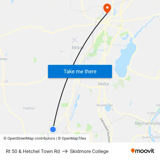 Rt 50 & Hetchel Town Rd to Skidmore College map