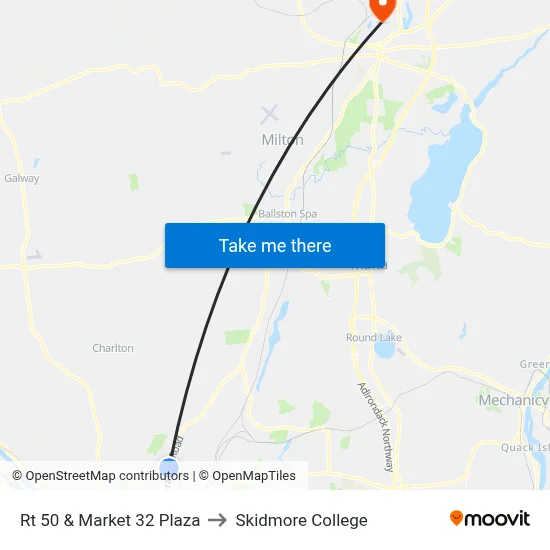 Rt 50 & Market 32 Plaza to Skidmore College map