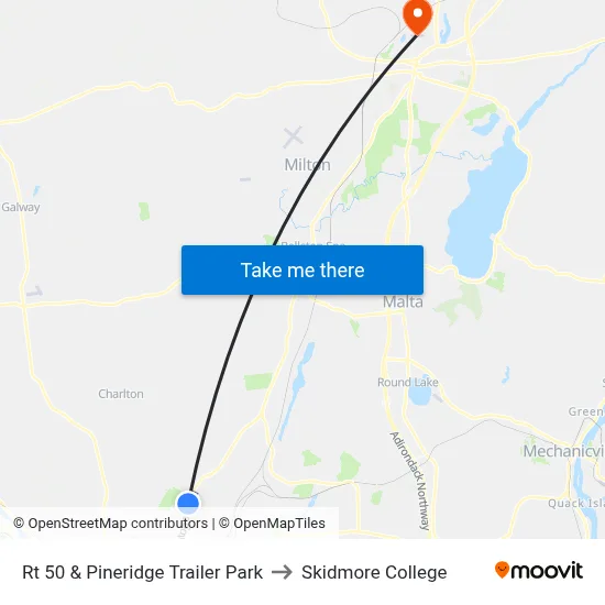 Rt 50 & Pineridge Trailer Park to Skidmore College map