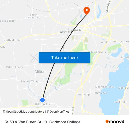 Rt 50 & Van Buren St to Skidmore College map