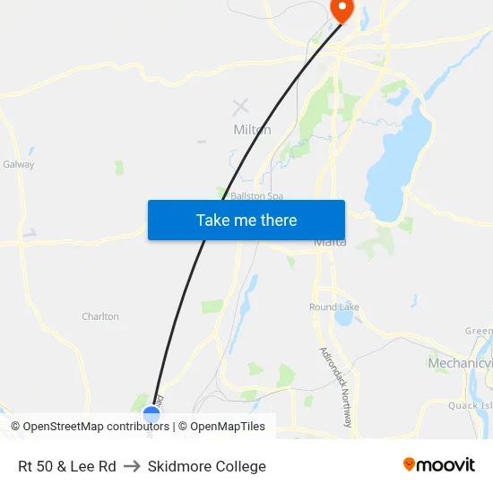 Rt 50 & Lee Rd to Skidmore College map