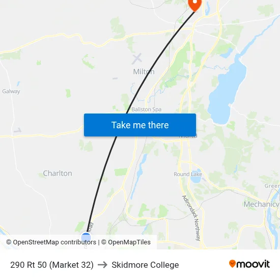 290 Rt 50 (Market 32) to Skidmore College map