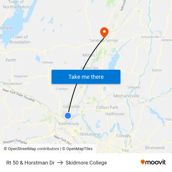 Rt 50 & Horstman Dr to Skidmore College map