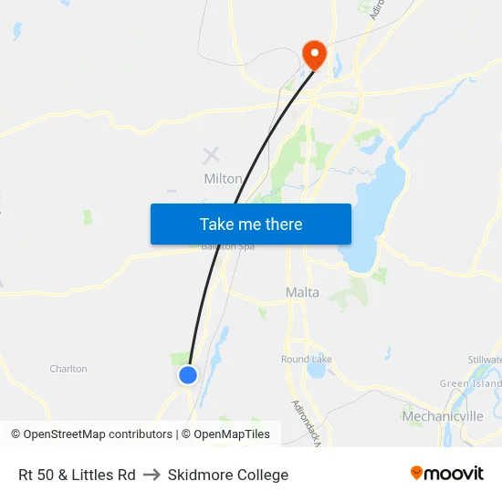 Rt 50 & Littles Rd to Skidmore College map