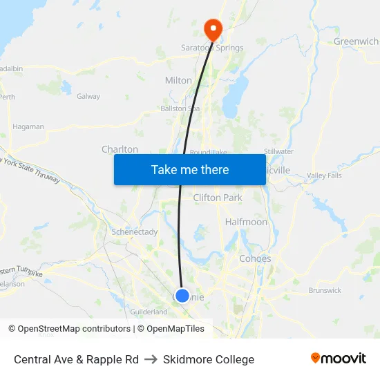 Central Ave & Rapple Rd to Skidmore College map