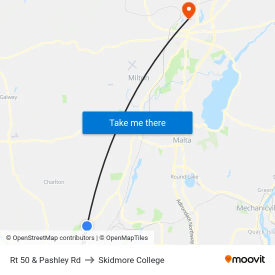 Rt 50 & Pashley Rd to Skidmore College map