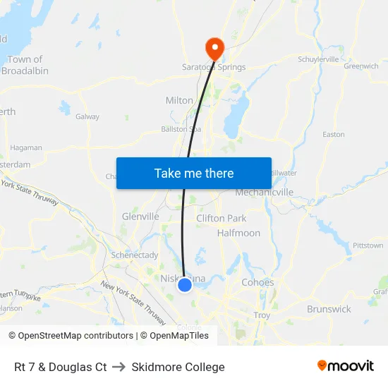 Rt 7 & Douglas Ct to Skidmore College map