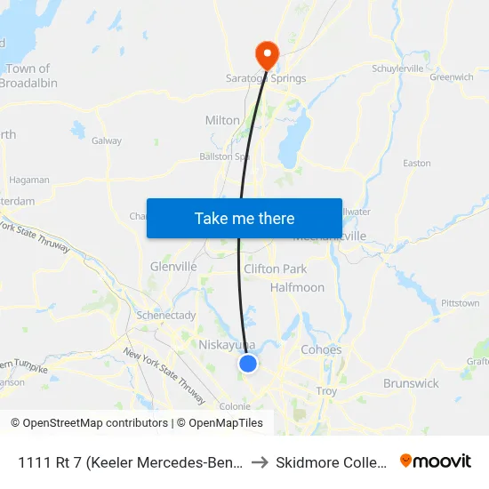 1111 Rt 7 (Keeler Mercedes-Benz) to Skidmore College map