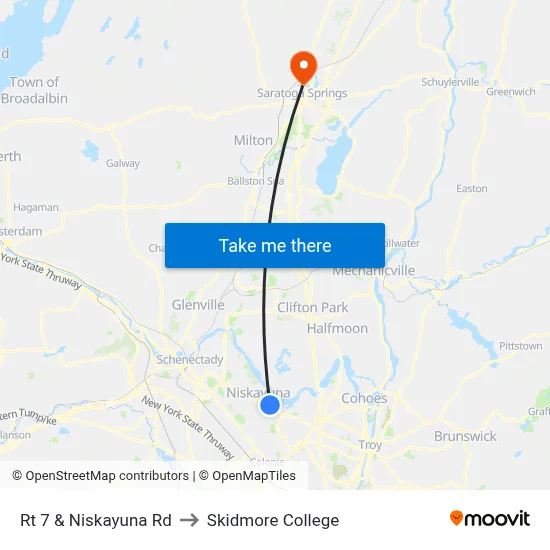 Rt 7 & Niskayuna Rd to Skidmore College map