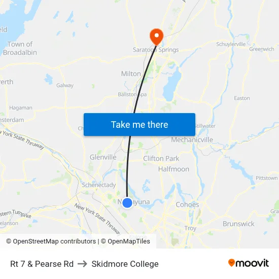 Rt 7 & Pearse Rd to Skidmore College map