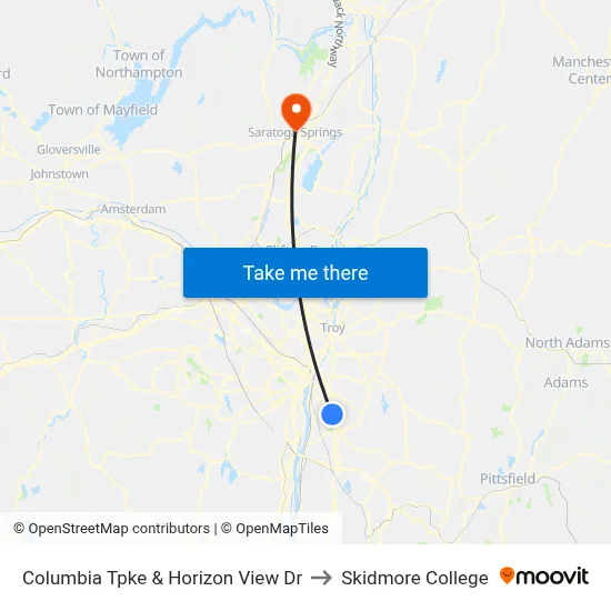 Columbia Tpke & Horizon View Dr to Skidmore College map
