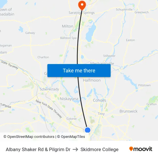 Albany Shaker Rd & Pilgrim Dr to Skidmore College map