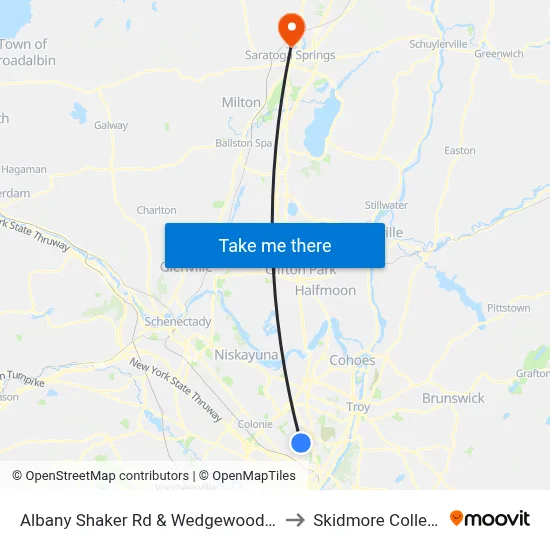 Albany Shaker Rd & Wedgewood Dr to Skidmore College map