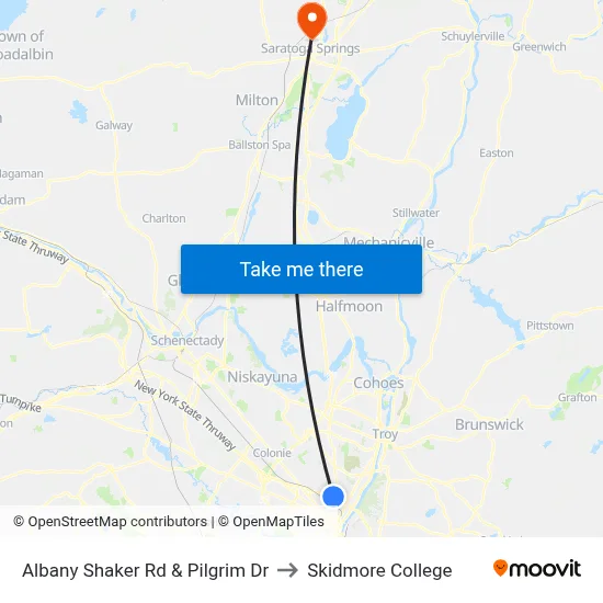 Albany Shaker Rd & Pilgrim Dr to Skidmore College map