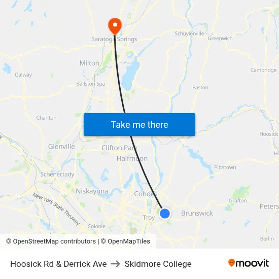 Hoosick Rd & Derrick Ave to Skidmore College map