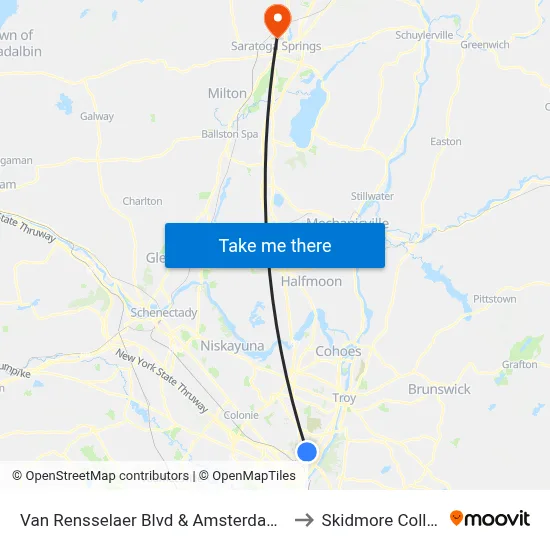Van Rensselaer Blvd & Amsterdam Ave to Skidmore College map