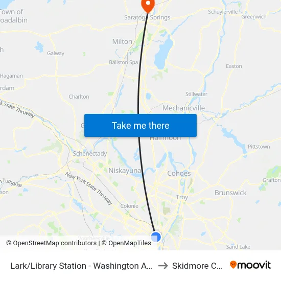Lark/Library Station - Washington Ave & Lark St to Skidmore College map