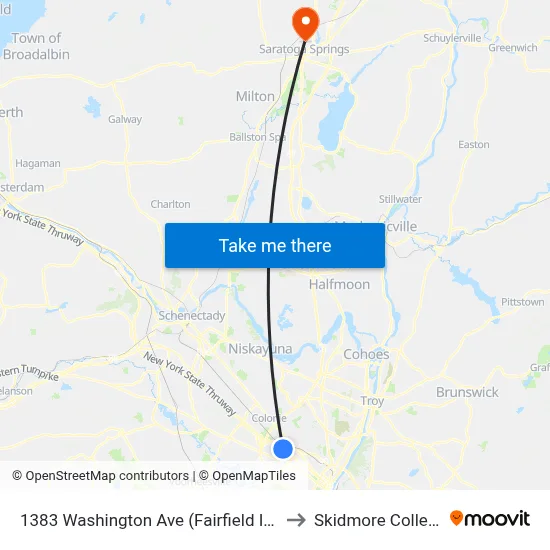 1383 Washington Ave (Fairfield Inn) to Skidmore College map