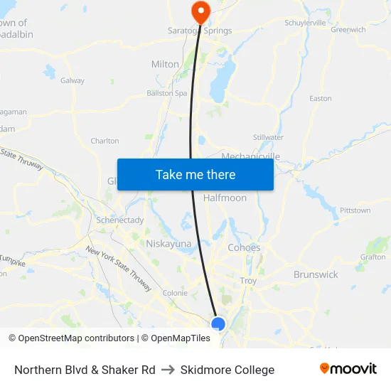 Northern Blvd & Shaker Rd to Skidmore College map