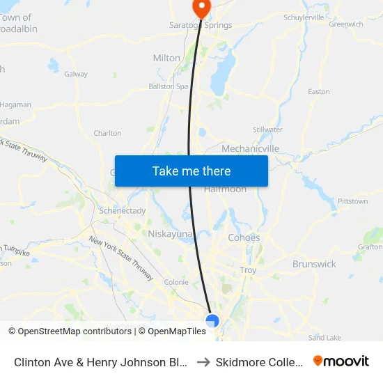 Clinton Ave & Henry Johnson Blvd to Skidmore College map