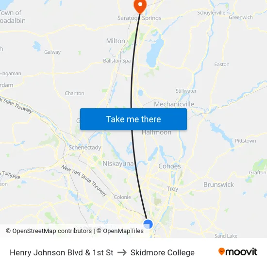 Henry Johnson Blvd & 1st St to Skidmore College map