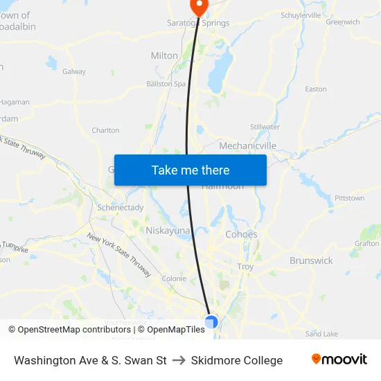 Washington Ave & S. Swan St to Skidmore College map