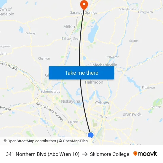 341 Northern Blvd (Abc Wten 10) to Skidmore College map
