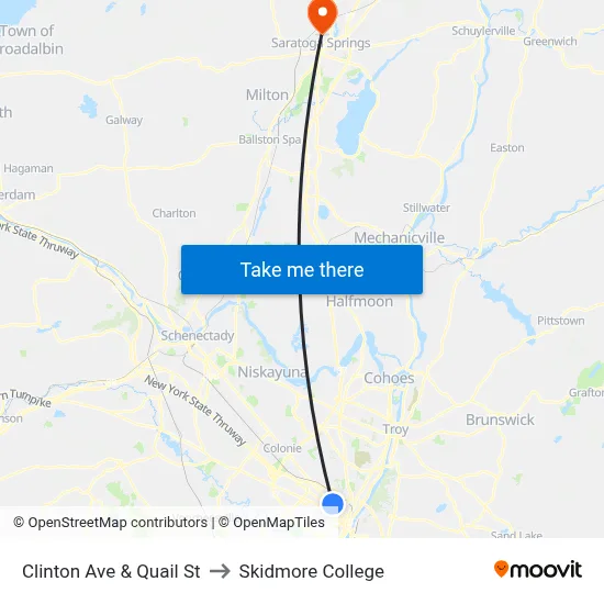 Clinton Ave & Quail St to Skidmore College map