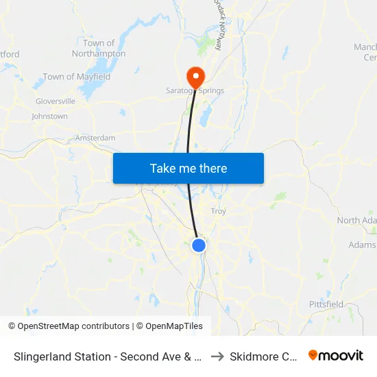 Slingerland Station - Second Ave & Bogart Terr to Skidmore College map