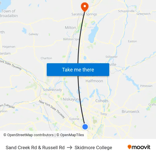 Sand Creek Rd & Russell Rd to Skidmore College map