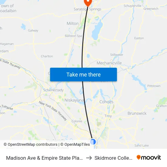 Madison Ave & Empire State Plaza to Skidmore College map