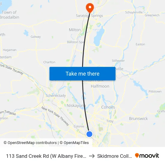 113 Sand Creek Rd (W Albany Fire Dept) to Skidmore College map