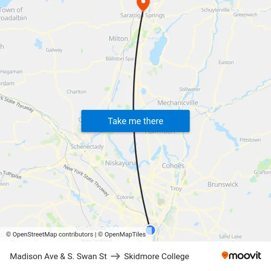 Madison Ave & S. Swan St to Skidmore College map